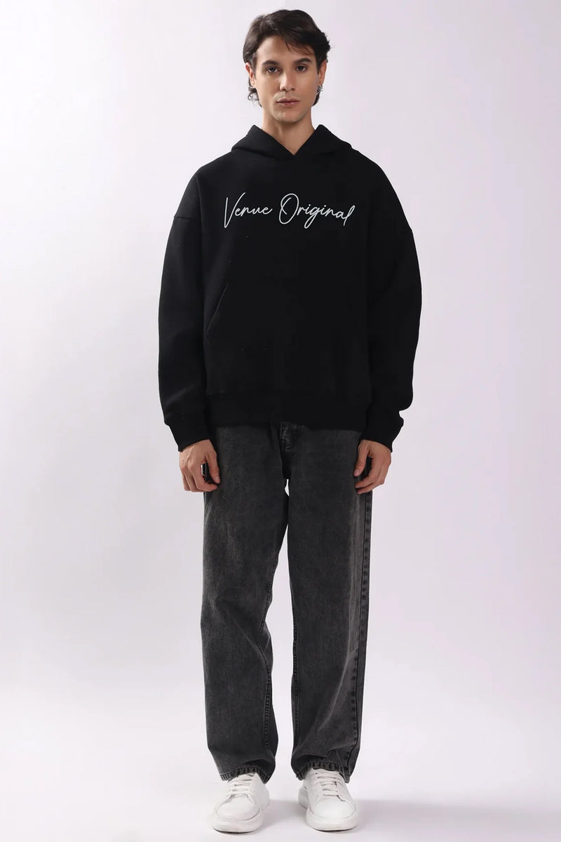 Night Owl Puff Print Oversized Hoodie
