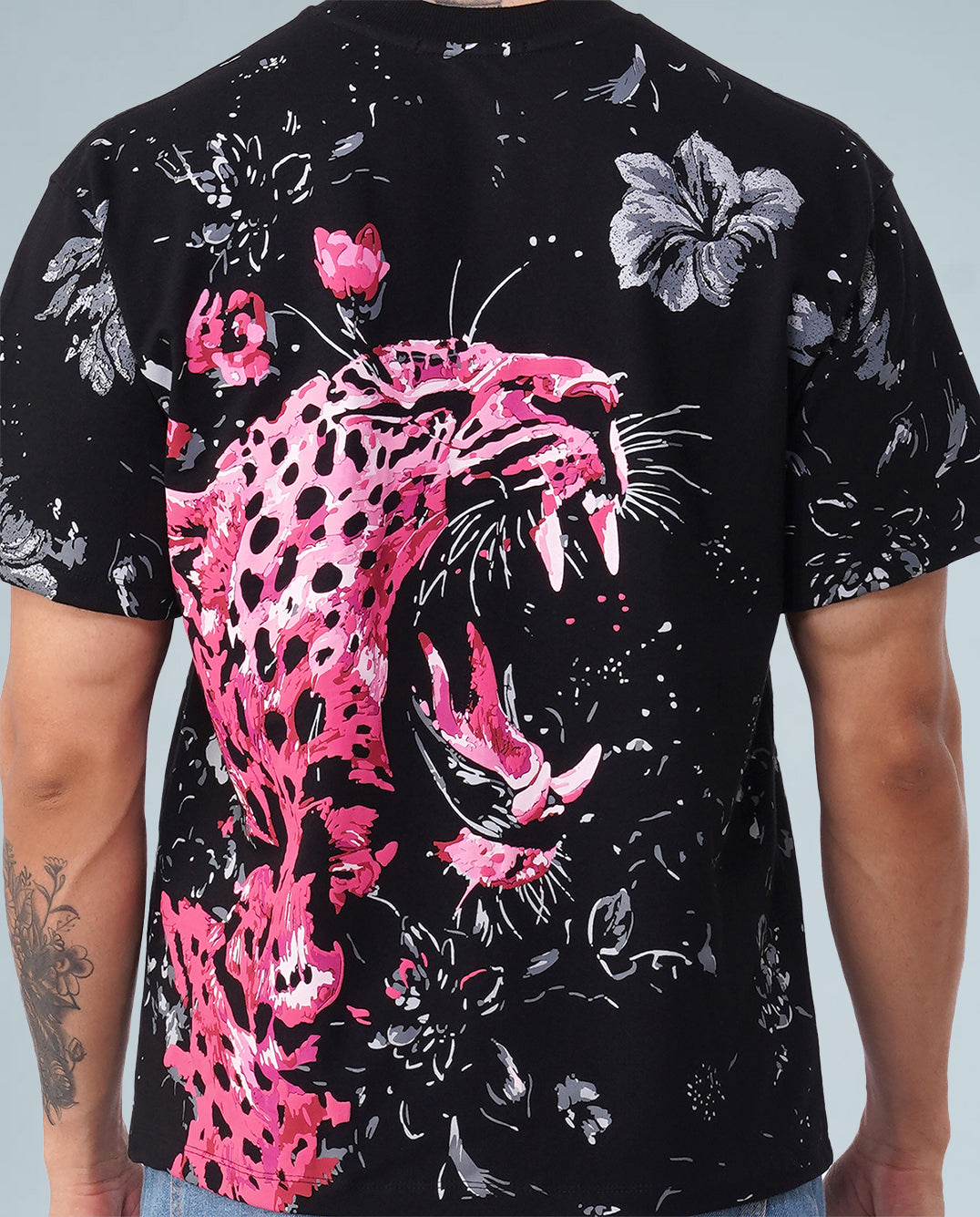 Roar Bloom Oversized Tee – Jungle Black