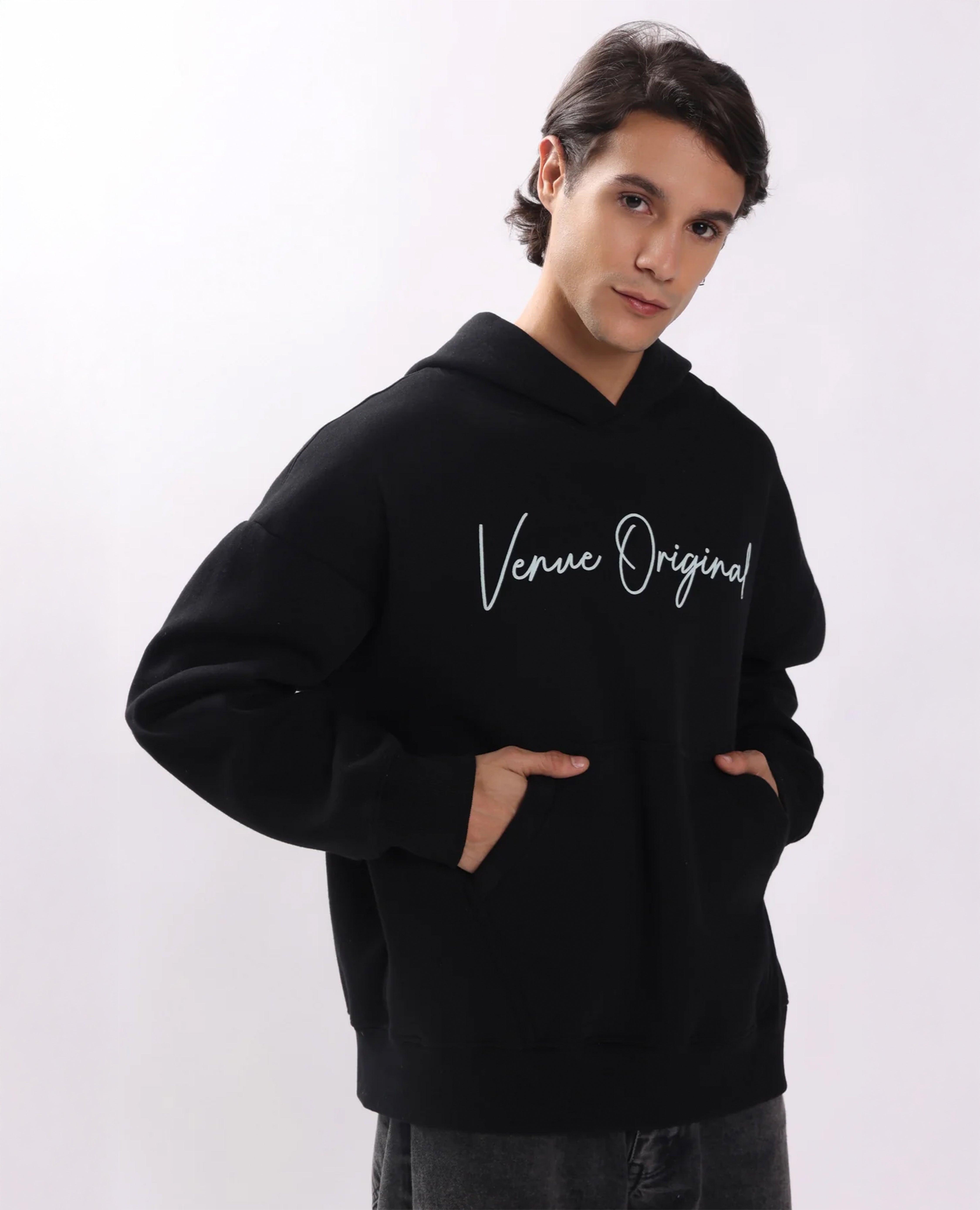 Night Owl Puff Print Oversized Hoodie
