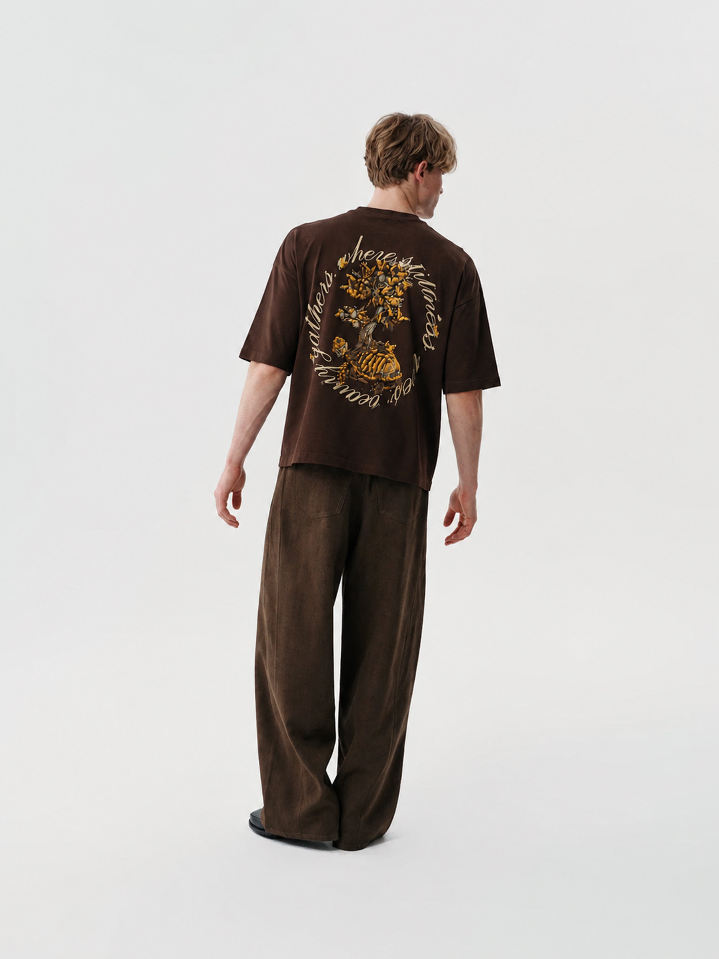 Brown Autumn Bloom Oversized Tee