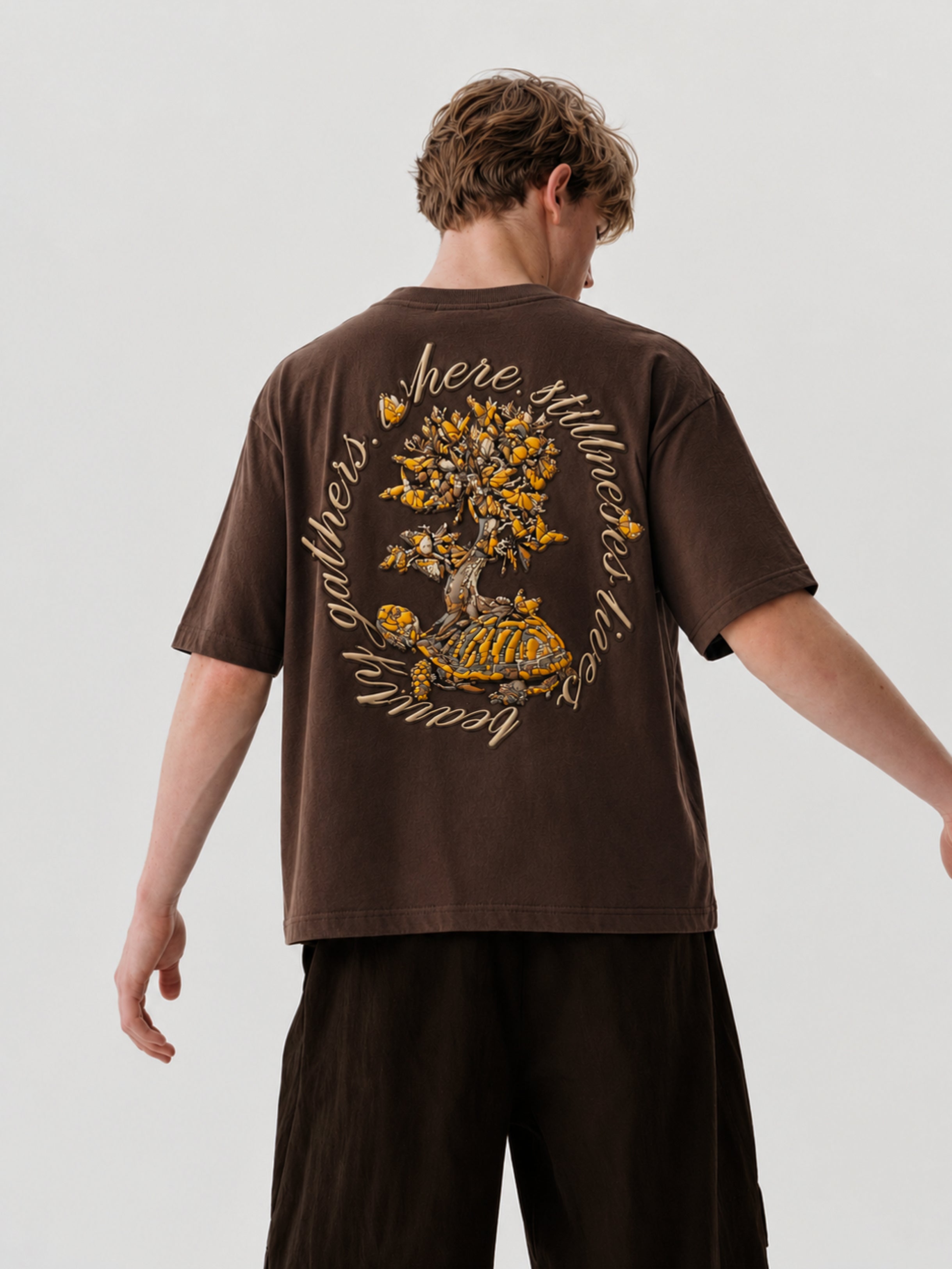 Brown Autumn Bloom Oversized Tee