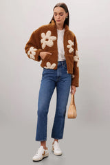 Daisy Print Zip-Up Sherpa Jacket