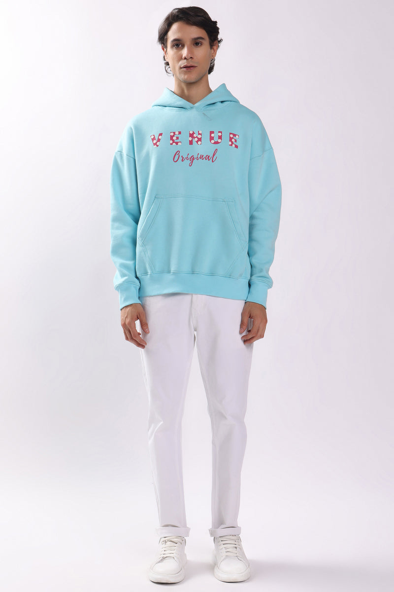 Star Print Puff Print Oversized Hoodie