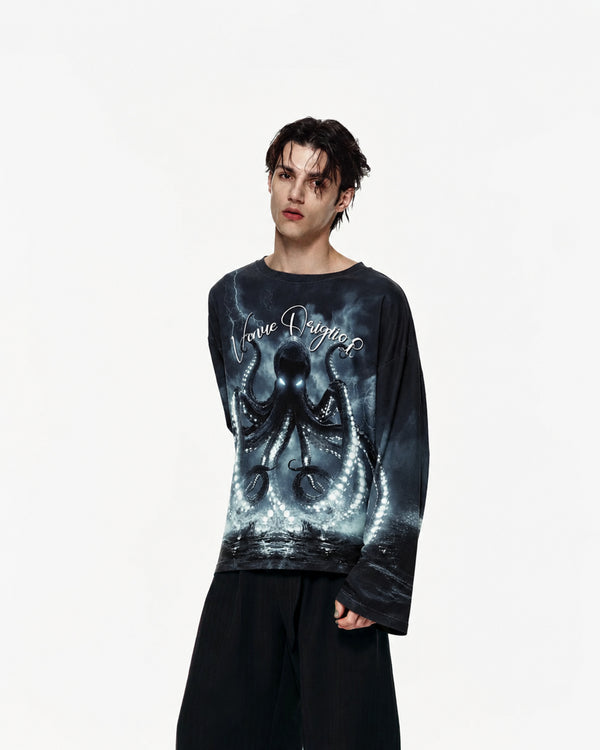 Blue Octo Full Sleeve Oversize T-shirt