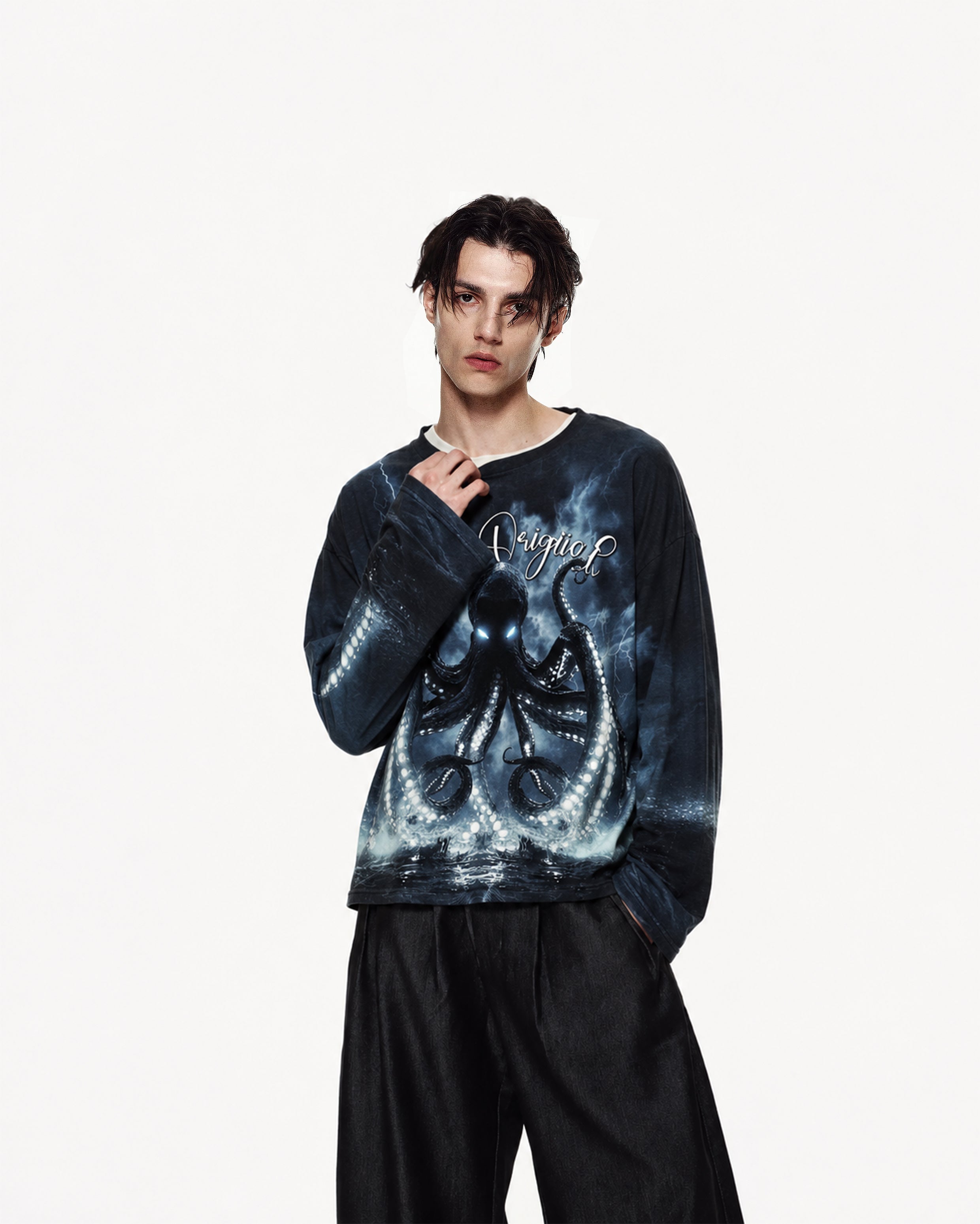 blue octo Oversized Tee