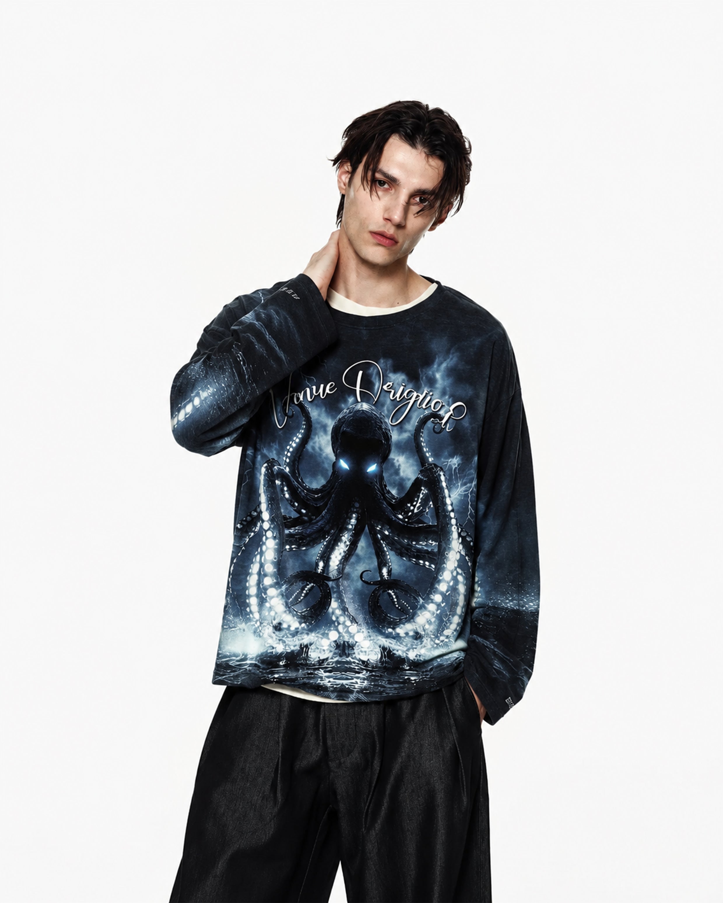 blue octo Oversized Tee