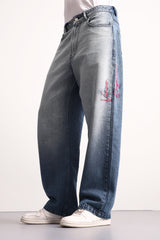 Indigo Drift Embroidered Denim Pants