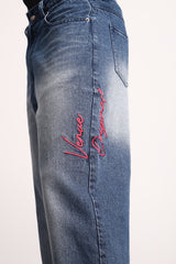 Midnight Fade Embroidered Denim Pants