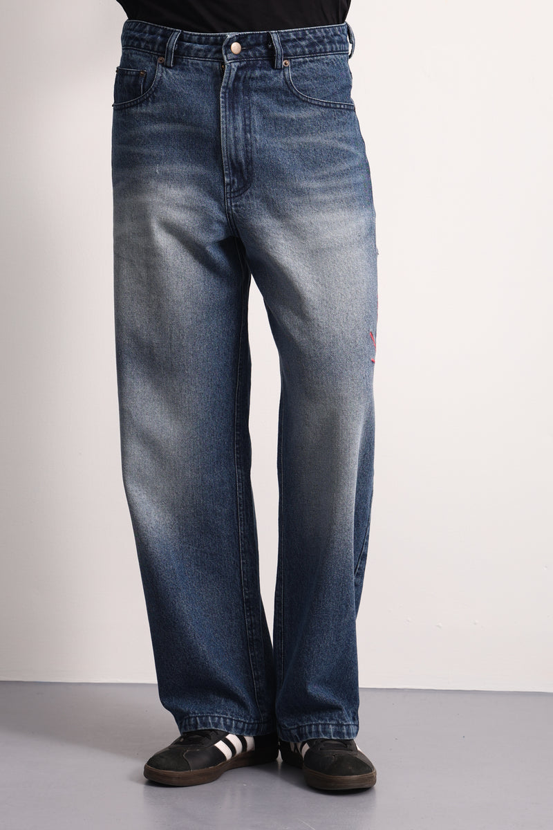 Midnight Fade Embroidered Denim Pants
