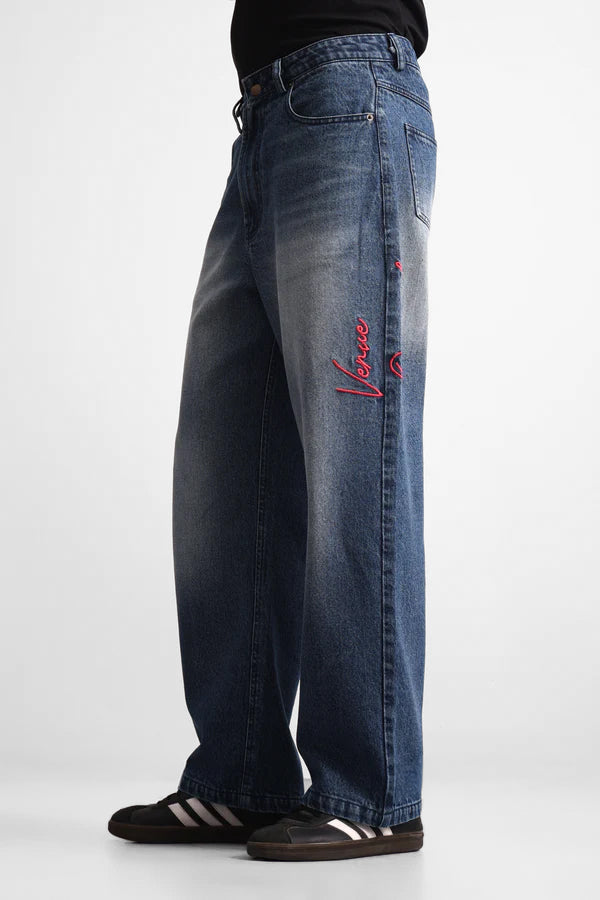 Midnight Fade Embroidered Denim Pants