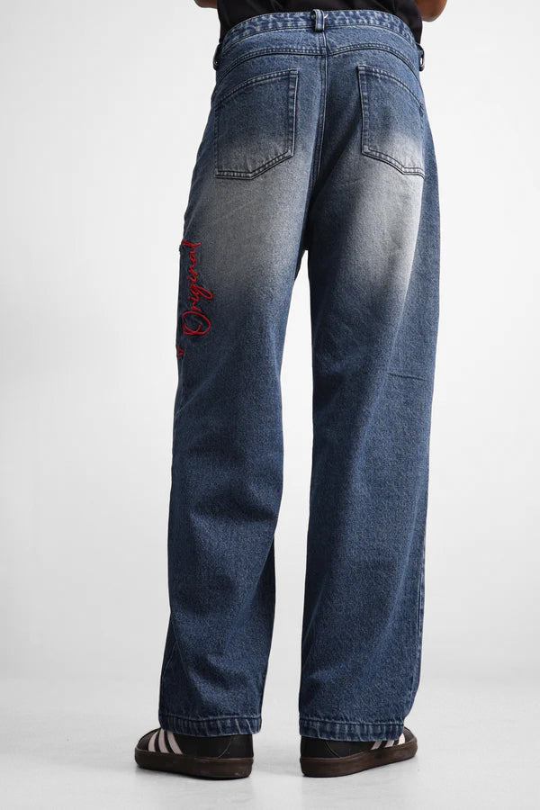 Midnight Fade Embroidered Denim Pants