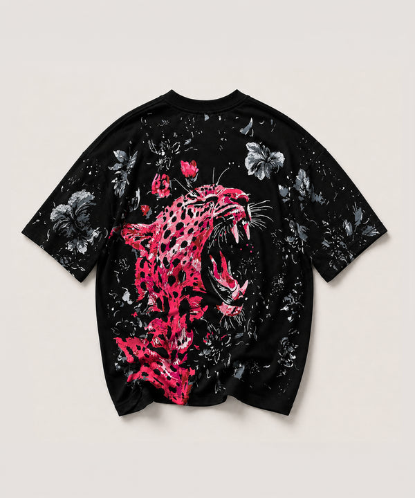 Roar Bloom Oversized Tee – Jungle Black