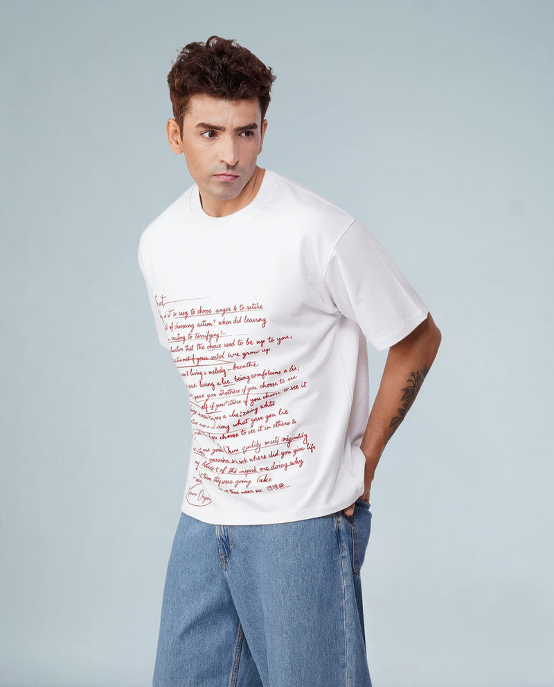 Scripted Chaos Oversized Tee – Red Ink Manifest Drop